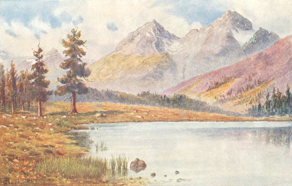 SWITZERLAND. St Moritzbad. Piz Albana and Piz Julier from the Statzer see 1907